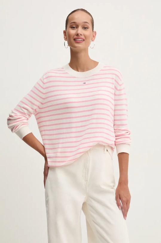 Tommy Jeans pulover subtiri roz DW0DW17254