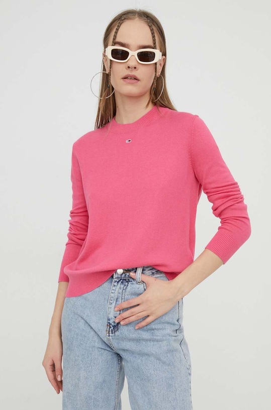 Svetr Tommy Jeans kulatý růžová DW0DW17254