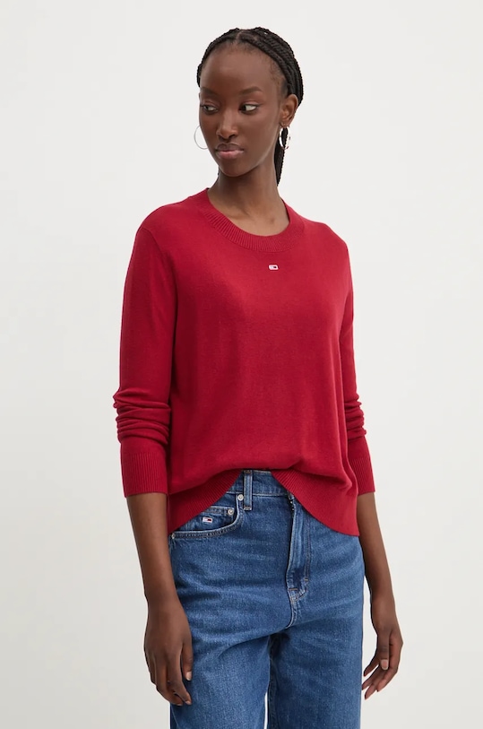Svetr Tommy Jeans kulatý burgundské DW0DW17254
