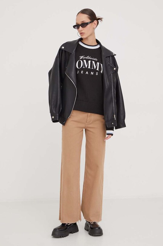 Tommy Jeans sweter bawełniany DW0DW17499 czarny SS24
