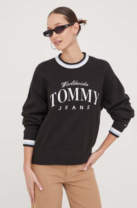 Tommy Jeans sweter bawełniany czarny DW0DW17499