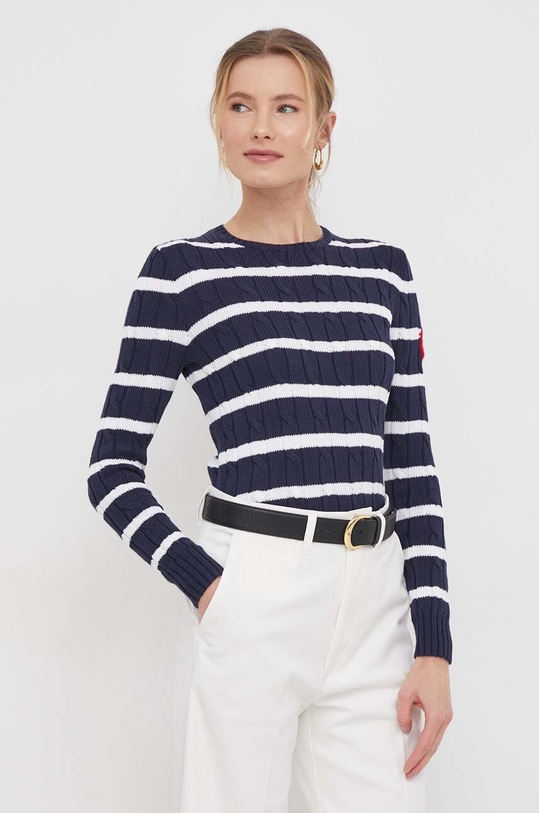Βαμβακερό πουλόβερ Polo Ralph Lauren σκούρο μπλε 211924429