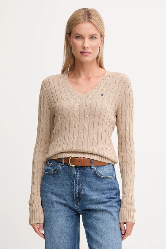 Polo Ralph Lauren sweter bawełniany bawełna beżowy 211945652