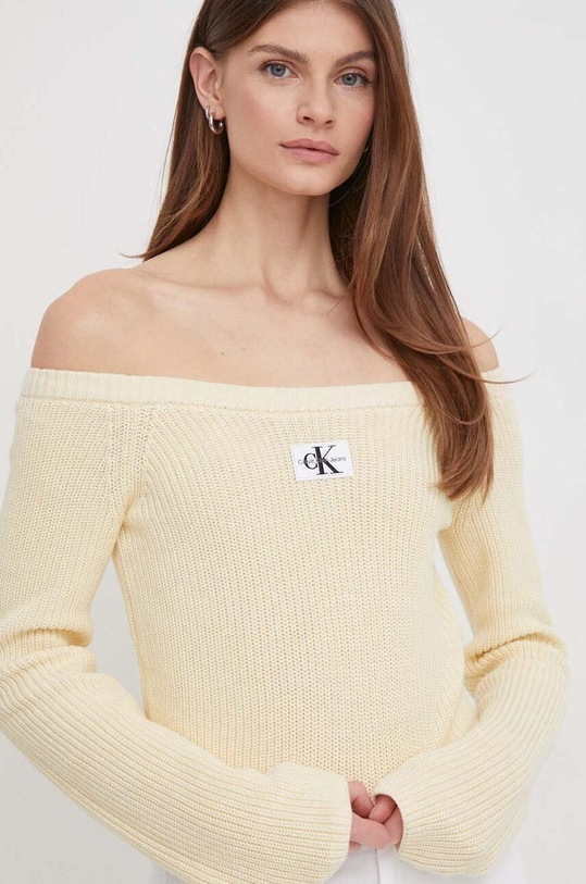 Calvin Klein Jeans sweter bawełniany beżowy J20J222628