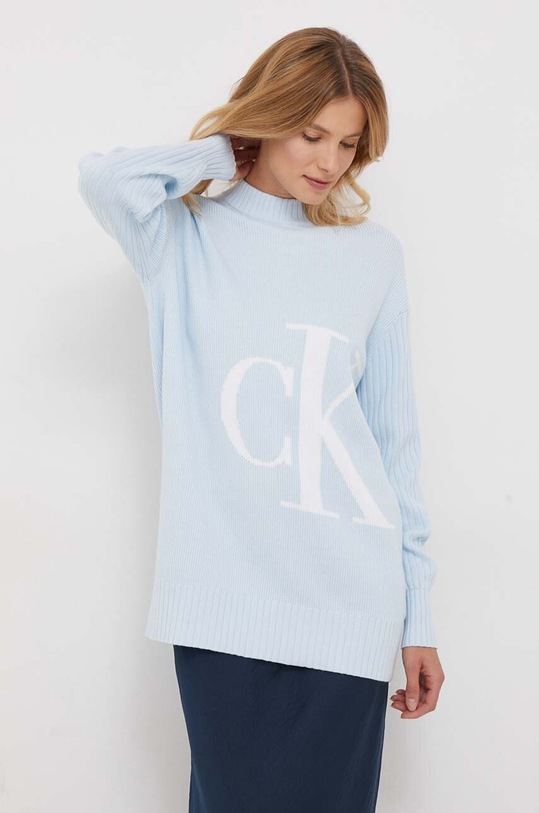 Calvin Klein Jeans maglione in cotone a lupetto blu J20J222631