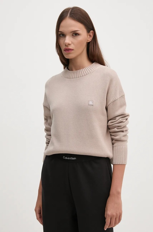 Bavlněný svetr Calvin Klein Jeans béžová J20J222987