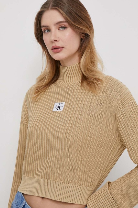 Calvin Klein Jeans sweter bawełniany bawełna beżowy J20J222632