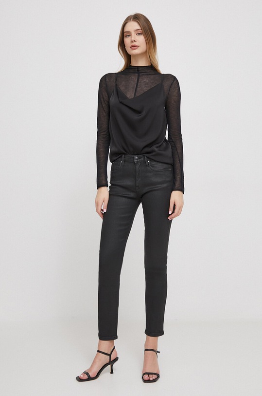 Tričko s dlouhým rukávem Calvin Klein Jeans J20J222925 černá SS24