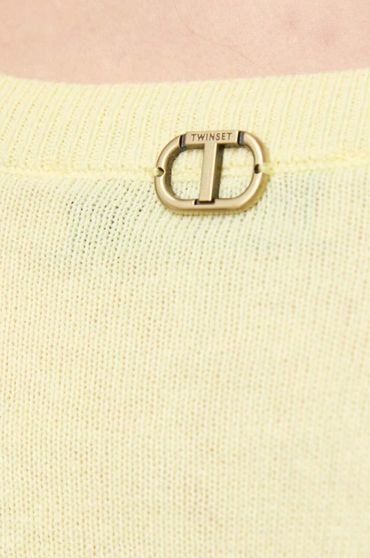 Twinset sweter z domieszką kaszmiru 241TP3074 żółty