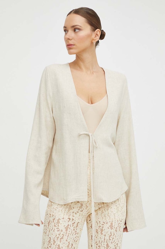 Alohas bluzka z domieszką lnu regular beżowy R100024