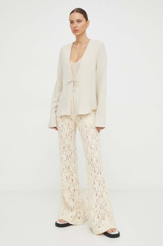 Alohas bluzka z domieszką lnu R100024 beżowy SS24