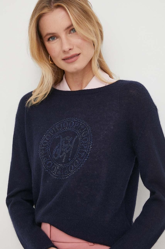 Joop! sweter kaszmirowy okrągły granatowy 30041469