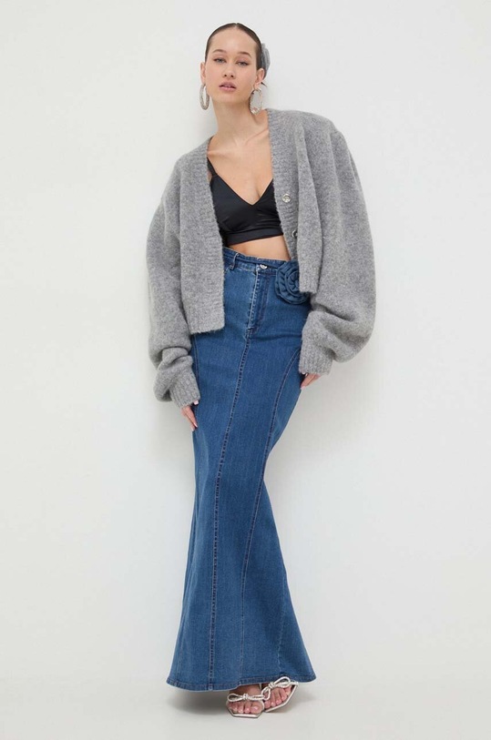 Rotate sweter wełniany 1120771249 szary SS24