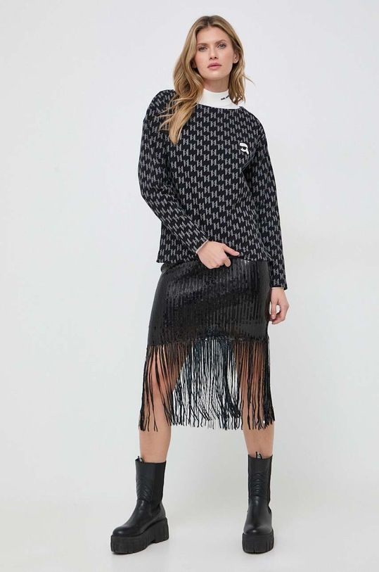 Karl Lagerfeld bluza bawełniana wzorzyste czarny 240W1815