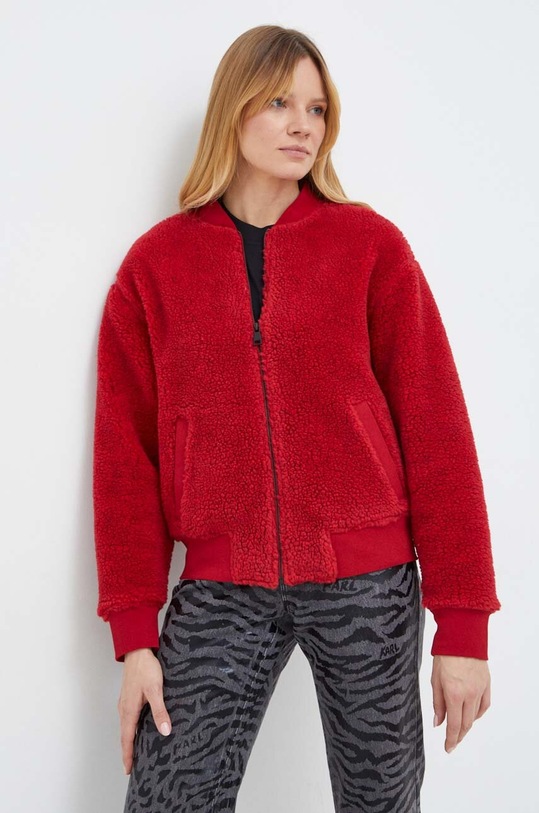 Karl Lagerfeld bluza z domieszką wełny bez kaptura czerwony 240W1822