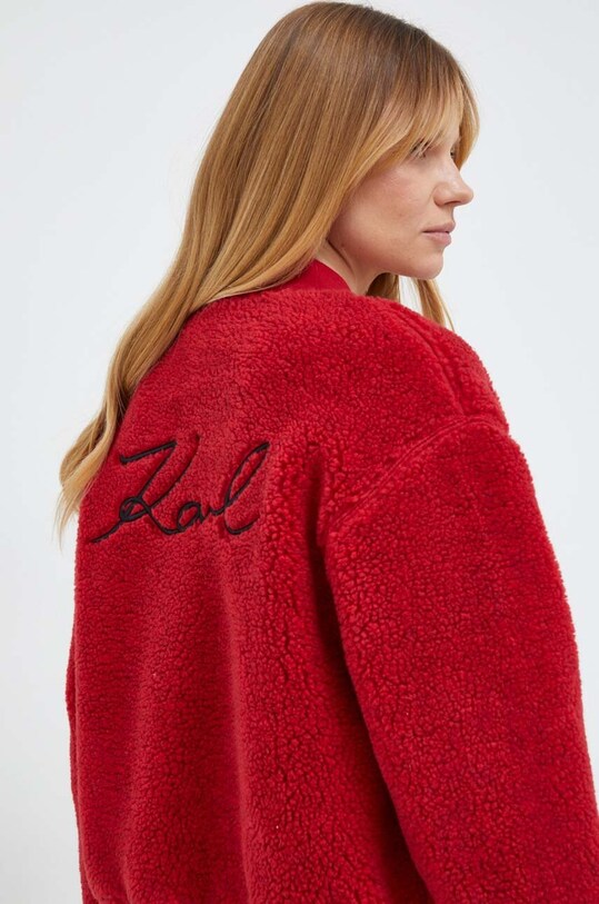 Karl Lagerfeld bluza z domieszką wełny 240W1822 czerwony