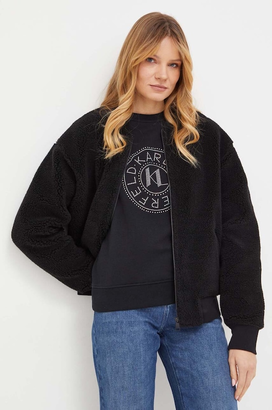 Φούτερ από μαλλί και μείγμα Karl Lagerfeld μαύρο 240W1822