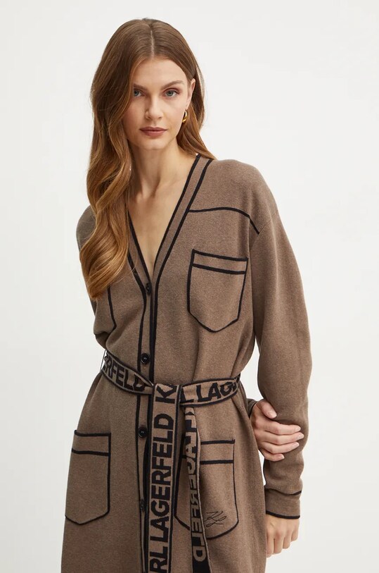 Karl Lagerfeld cardigan din amestec de lana 240W2020 maro AW24