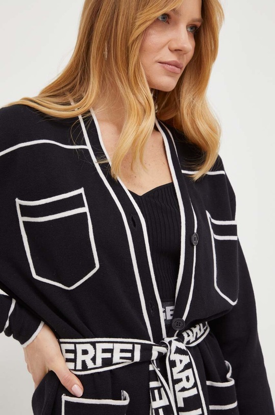 Ζακέτα από μίγμα μαλλιού Karl Lagerfeld μαύρο 240W2020