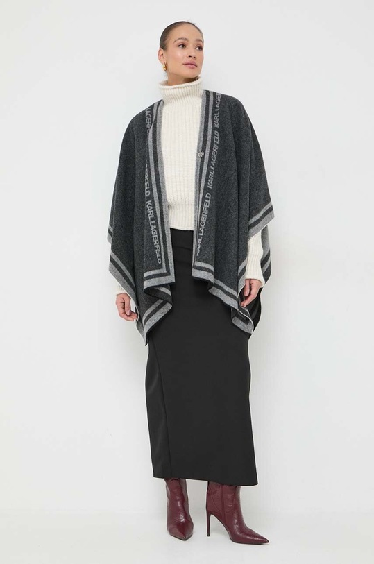 Karl Lagerfeld poncho il lana 240W3308 grigio SS24