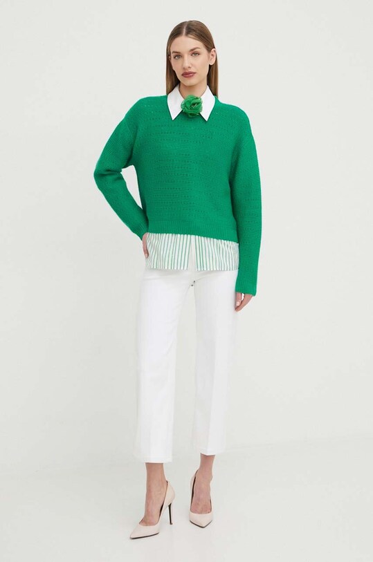 Custommade sweter wełniany Taia 999212301 zielony SS24