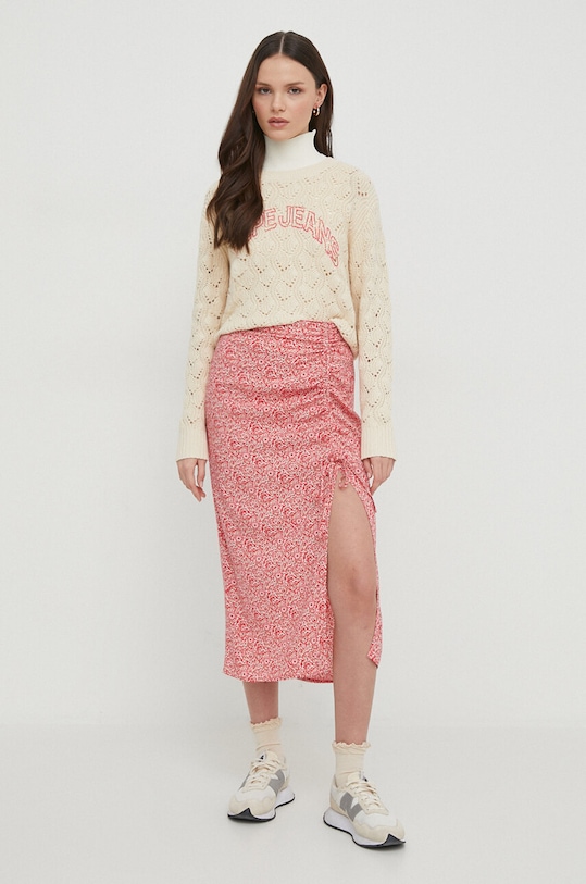 Pepe Jeans sweter bawełniany GRACE PL702099 beżowy SS24