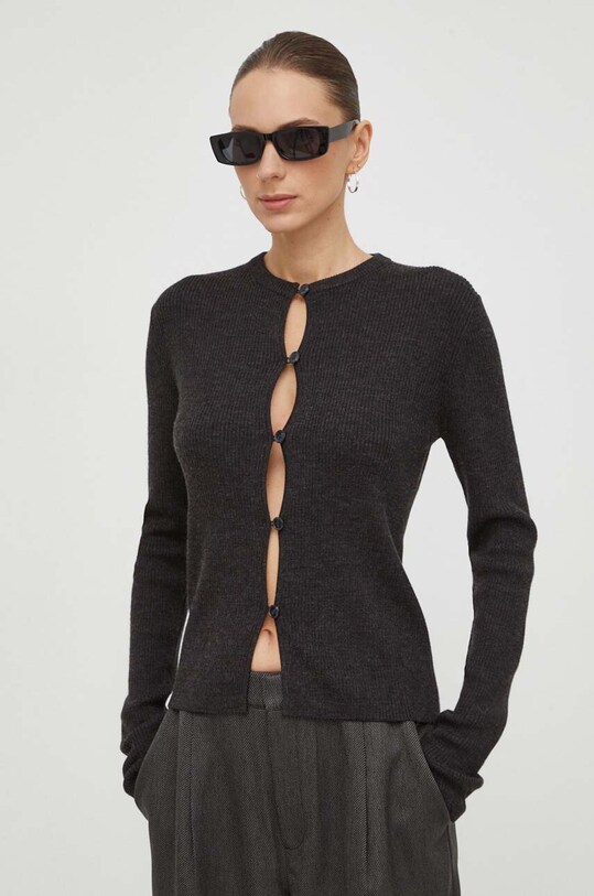 Μάλλινη ζακέτα Lovechild γκρί 8764157