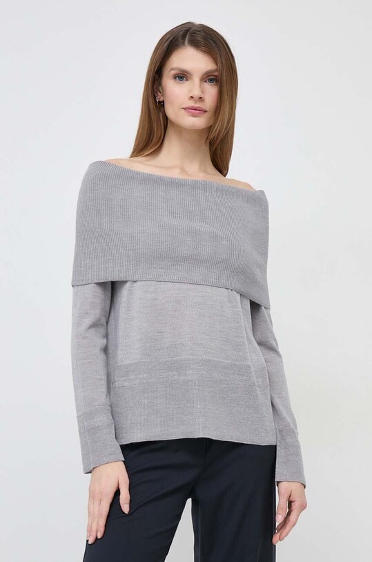 Max Mara Leisure pulover de lână subtiri gri 2416361037600
