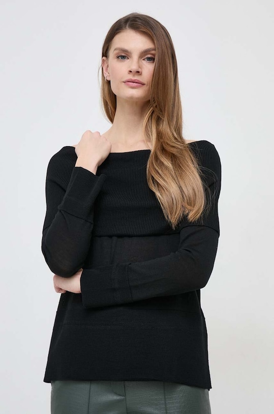 Max Mara Leisure sweter wełniany wełna czarny 2416361037600