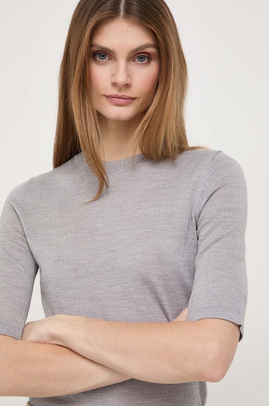 Tričko a vlněný kardigan Max Mara Leisure 2416381027600 šedá SS24
