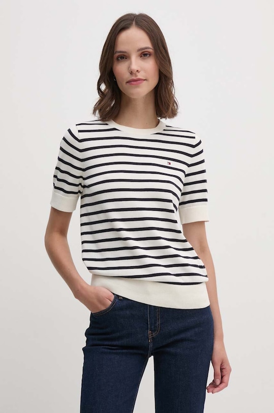 Βαμβακερό πουλόβερ Tommy Hilfiger μπεζ WW0WW38724