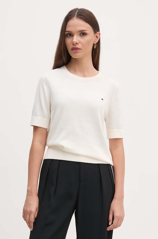 Βαμβακερό πουλόβερ Tommy Hilfiger βαμβάκι μπεζ WW0WW38724