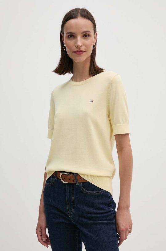 Βαμβακερό πουλόβερ Tommy Hilfiger βαμβάκι κίτρινο WW0WW38724