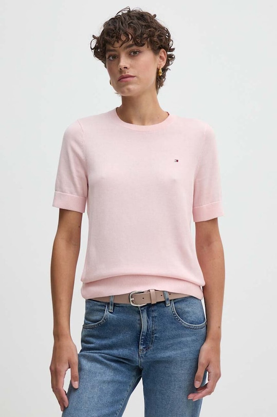 Tommy Hilfiger sweter bawełniany bawełna różowy WW0WW38724