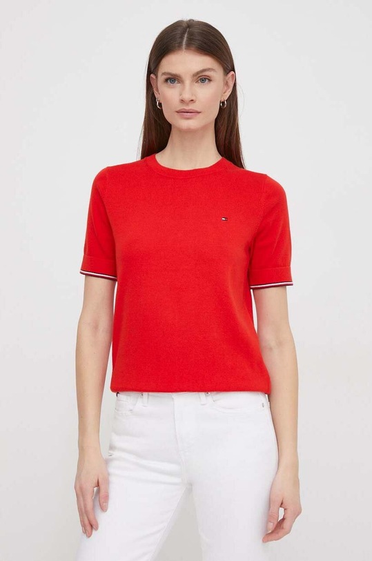 Bavlněný svetr Tommy Hilfiger WW0WW38724 červená AW24