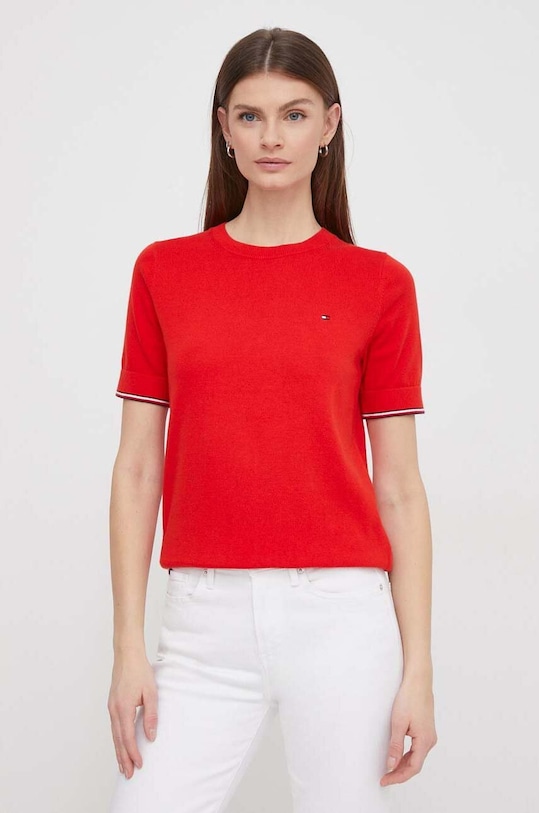 Tommy Hilfiger sweter bawełniany WW0WW38724 czerwony AW24