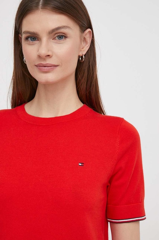 Bavlněný svetr Tommy Hilfiger červená WW0WW38724