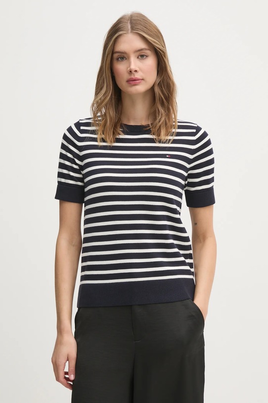 Βαμβακερό πουλόβερ Tommy Hilfiger σκούρο μπλε WW0WW38724