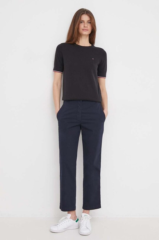 Бавовняний светр Tommy Hilfiger WW0WW38724 чорний AW24