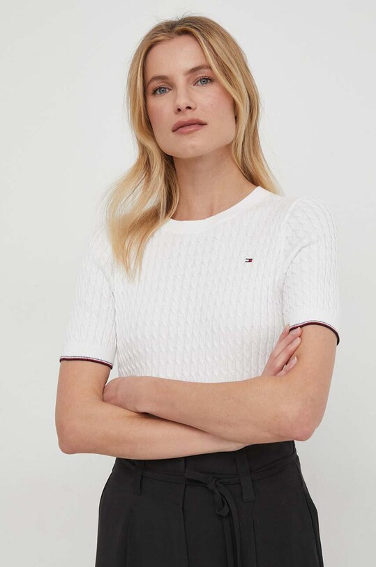 Хлопковый свитер Tommy Hilfiger белый WW0WW41787