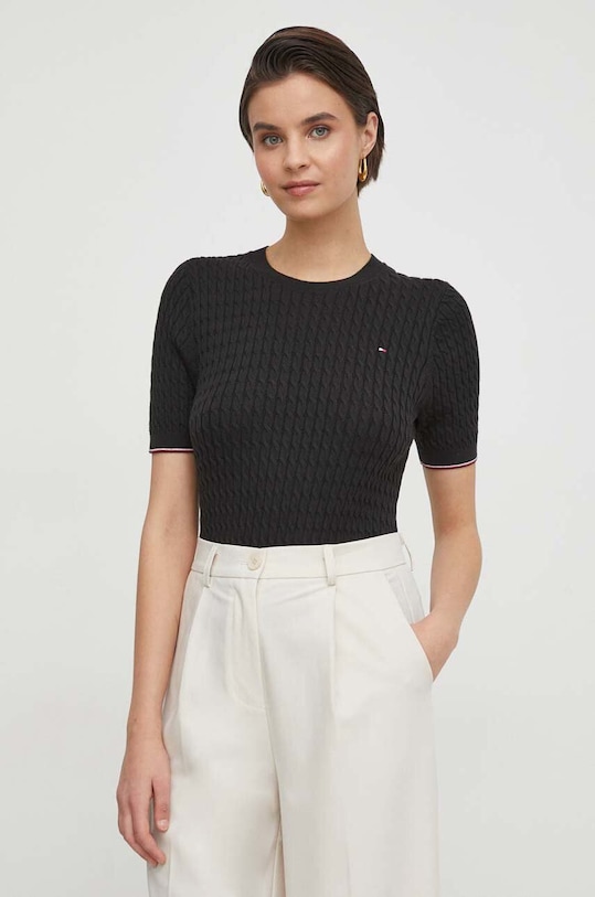 Bavlnený sveter Tommy Hilfiger bavlna čierna WW0WW41787