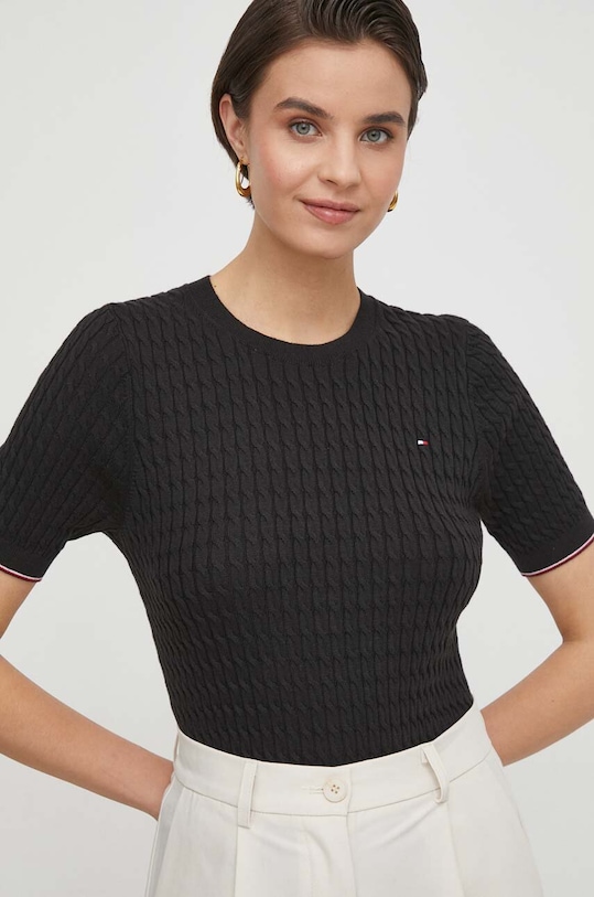 Bavlnený sveter Tommy Hilfiger čierna WW0WW41787
