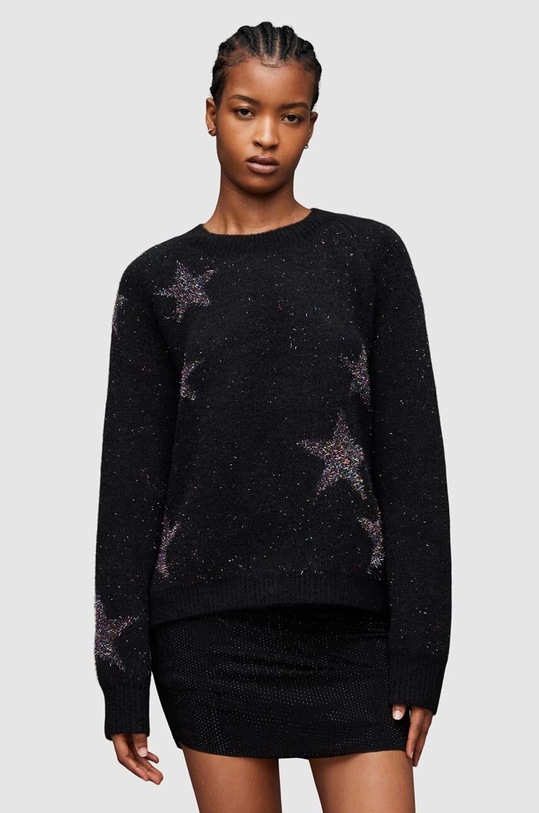 Vlněný svetr AllSaints Star kulatý černá WK084Z