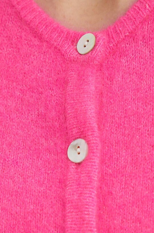 Μάλλινη ζακέτα American VintageGILET ML COL ROND VITO19EH23 ροζ