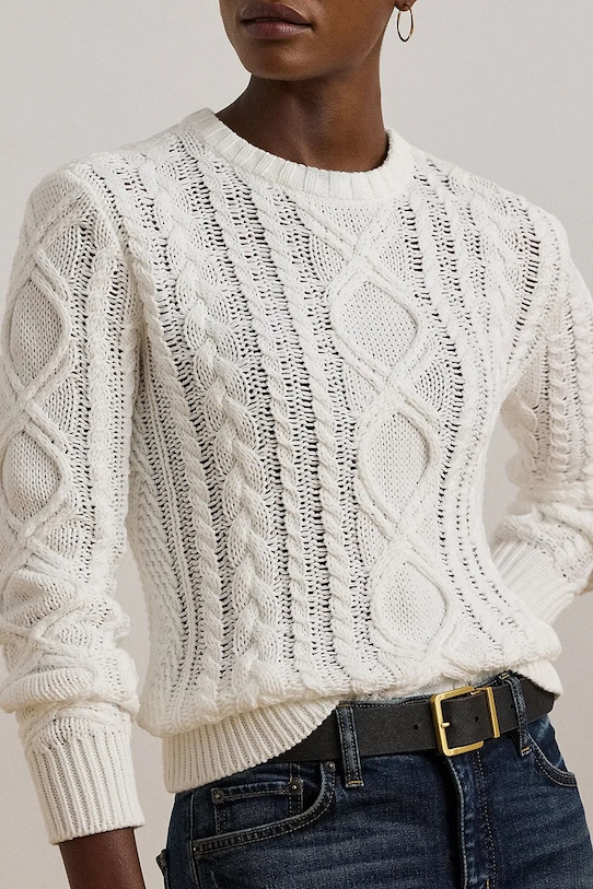 Oblečenie Bavlnený sveter Lauren Ralph Lauren 200933121 biela