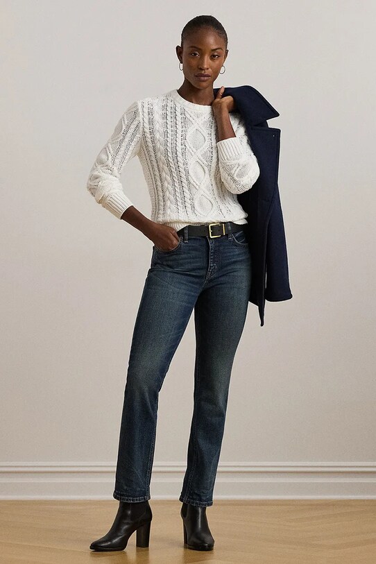 Lauren Ralph Lauren pulover de bumbac alb 200933121