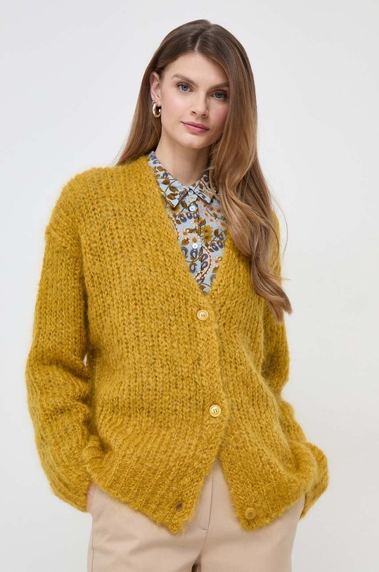 Weekend Max Mara kardigan wełniany wełna żółty 2415341031600