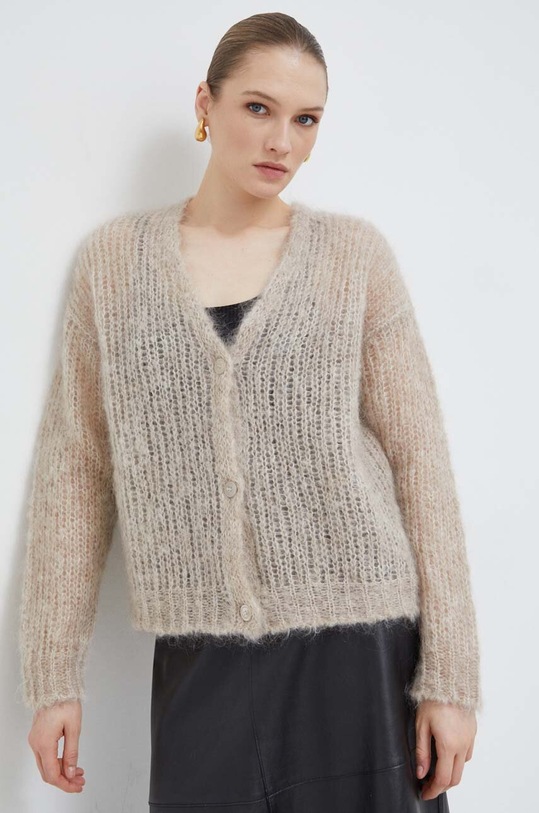 Weekend Max Mara kardigan wełniany wełna beżowy 2415341031600