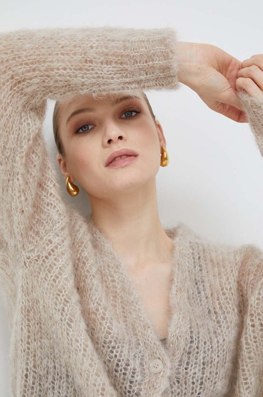 Weekend Max Mara kardigan wełniany beżowy 2415341031600