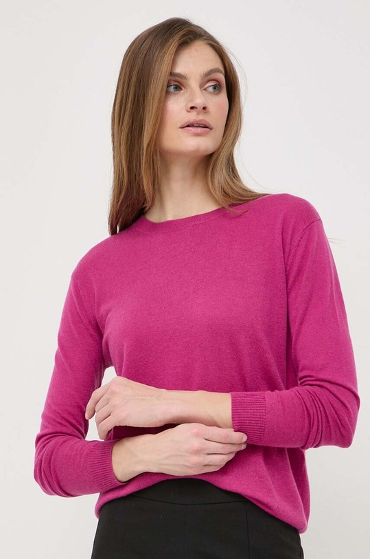 Weekend Max Mara sweter wełniany okrągły różowy 2415361041600